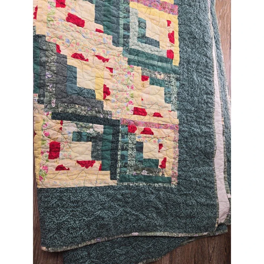 Vintage Hand Pieced Log Cabin Quilt Top 87